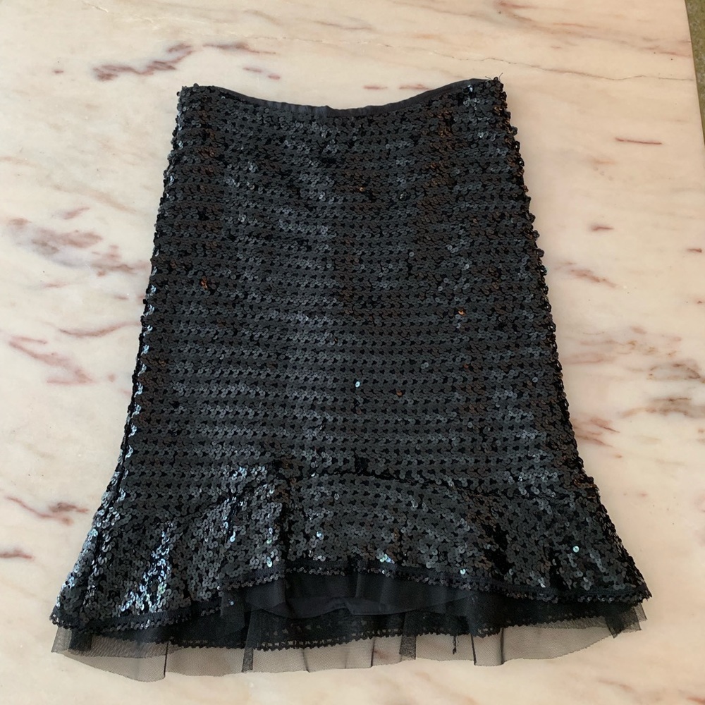 Black sequin knee length skirt with tulle